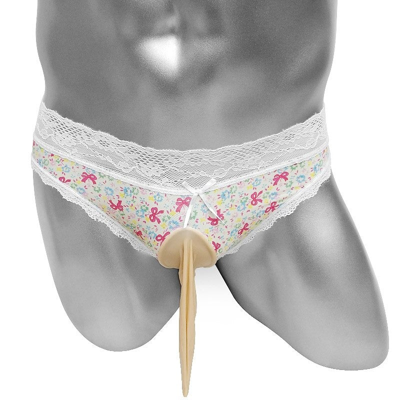 Lace Sissy Briefs Bikini with Penis Sheath - Sissy Panty Shop